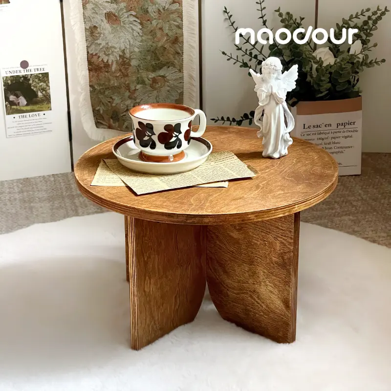vintage cat corner decor - Vintage Round Pet Side Table and Mini Chair Set